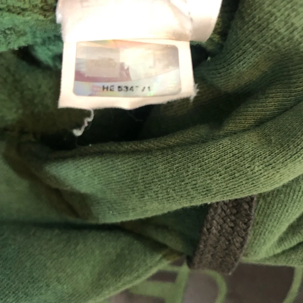 The North Face logo Fleece Hoody Sweatshirt men’s  L Green Half Dome gorp hike - Picture 10 of 11